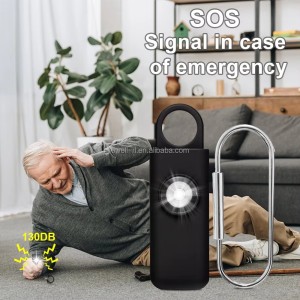 130db USB Rechargeable Keychain Personal Safety Alarm with Strobe Light Women Protection Emergency Alert Pull Pin Noise